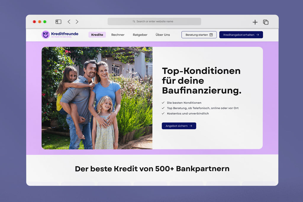 Entwicklung einer B2C Plattform zur Kreditvermittlung inkl. Branding